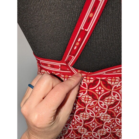 Max Studio Dress S Red Medallion Print A Line Halter Neck Strappy Back Summer - Picture 6 of 9